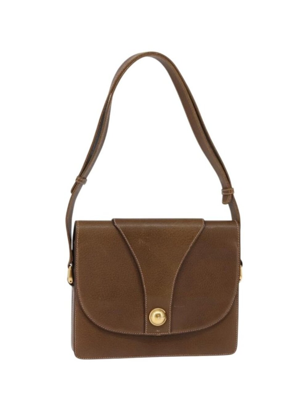 GUCCI Shoulder Bag Leather Gold Brown